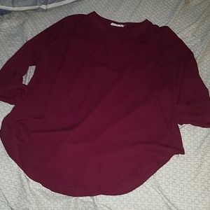 FINAL PRICE Burgandy V-Neck Chiffon Material